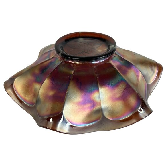 Vintage Fenton Glass Grape and Vine Pattern Amethyst Iridescent Bowl Candy Dish - Picture 10 of 11